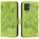 For Motorola Moto G Power 2023 Embossed Rose RFID Anti-theft Leather Phone Case(Green) - 2