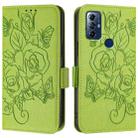 For Motorola Moto G Pure 2021 / G Play 2023 Embossed Rose RFID Anti-theft Leather Phone Case(Green) - 2