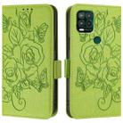 For Motorola Moto G Stylus 5G 2021 Embossed Rose RFID Anti-theft Leather Phone Case(Green) - 2