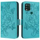 For Motorola Moto G Stylus 5G 2021 Embossed Rose RFID Anti-theft Leather Phone Case(Light Blue) - 2