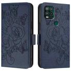 For Motorola Moto G Stylus 5G 2021 Embossed Rose RFID Anti-theft Leather Phone Case(Dark Blue) - 2
