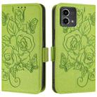 For Motorola Moto G Stylus 5G 2024 Embossed Rose RFID Anti-theft Leather Phone Case(Green) - 2