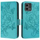 For Motorola Moto G Stylus 5G 2024 Embossed Rose RFID Anti-theft Leather Phone Case(Light Blue) - 2