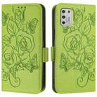 For Motorola Moto G Stylus 2021 4G Embossed Rose RFID Anti-theft Leather Phone Case(Green) - 2