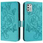 For Motorola Moto G Stylus 2021 4G Embossed Rose RFID Anti-theft Leather Phone Case(Light Blue) - 2