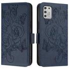 For Motorola Moto G Stylus 2021 4G Embossed Rose RFID Anti-theft Leather Phone Case(Dark Blue) - 2