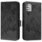 For Motorola Moto G Stylus 2021 4G Embossed Rose RFID Anti-theft Leather Phone Case(Black) - 2