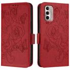 For Motorola Moto G Stylus 2022 4G Embossed Rose RFID Anti-theft Leather Phone Case(Red) - 2