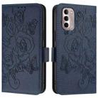 For Motorola Moto G Stylus 2022 4G Embossed Rose RFID Anti-theft Leather Phone Case(Dark Blue) - 2