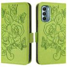 For Motorola Moto G Stylus 2022 5G Embossed Rose RFID Anti-theft Leather Phone Case(Green) - 2