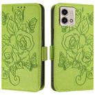 For Motorola Moto G Stylus 2023 4G Embossed Rose RFID Anti-theft Leather Phone Case(Green) - 2