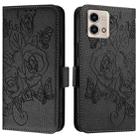 For Motorola Moto G Stylus 2023 4G Embossed Rose RFID Anti-theft Leather Phone Case(Black) - 2