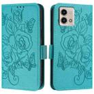 For Motorola Moto G Stylus 2023 5G Embossed Rose RFID Anti-theft Leather Phone Case(Light Blue) - 2