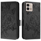 For Motorola Moto G Stylus 2023 5G Embossed Rose RFID Anti-theft Leather Phone Case(Black) - 2