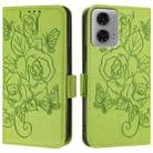 For Motorola Moto G04 4G / G24 4G Embossed Rose RFID Anti-theft Leather Phone Case(Green) - 2