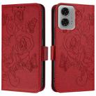 For Motorola Moto G04 4G / G24 4G Embossed Rose RFID Anti-theft Leather Phone Case(Red) - 2