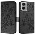 For Motorola Moto G04 4G / G24 4G Embossed Rose RFID Anti-theft Leather Phone Case(Black) - 2