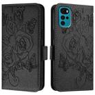 For Motorola Moto G22 4G / E22s 4G Embossed Rose RFID Anti-theft Leather Phone Case(Black) - 2