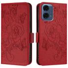 For Motorola Moto G24 Power 4G India Embossed Rose RFID Anti-theft Leather Phone Case(Red) - 2