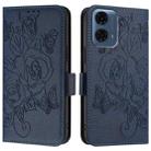 For Motorola Moto G24 Power 4G India Embossed Rose RFID Anti-theft Leather Phone Case(Dark Blue) - 2