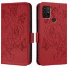 For Motorola Moto G30 / G10 / G20 Embossed Rose RFID Anti-theft Leather Phone Case(Red) - 2