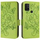 For Motorola Moto G10 Power Embossed Rose RFID Anti-theft Leather Phone Case(Green) - 2