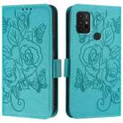 For Motorola Moto G10 Power Embossed Rose RFID Anti-theft Leather Phone Case(Light Blue) - 2