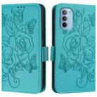 For Motorola Moto G31 4G / G41 4G Embossed Rose RFID Anti-theft Leather Phone Case(Light Blue) - 2