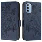 For Motorola Moto G31 4G / G41 4G Embossed Rose RFID Anti-theft Leather Phone Case(Dark Blue) - 2