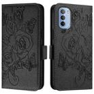 For Motorola Moto G31 4G / G41 4G Embossed Rose RFID Anti-theft Leather Phone Case(Black) - 2