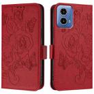 For Motorola Moto G34 Embossed Rose RFID Anti-theft Leather Phone Case(Red) - 2