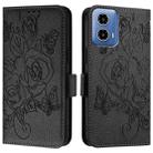 For Motorola Moto G34 Embossed Rose RFID Anti-theft Leather Phone Case(Black) - 2