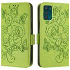 For Motorola Moto G42 Embossed Rose RFID Anti-theft Leather Phone Case(Green) - 2