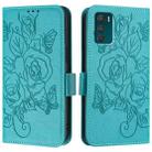 For Motorola Moto G42 Embossed Rose RFID Anti-theft Leather Phone Case(Light Blue) - 2