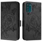 For Motorola Moto G42 Embossed Rose RFID Anti-theft Leather Phone Case(Black) - 2