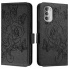 For Motorola Moto G51 5G Embossed Rose RFID Anti-theft Leather Phone Case(Black) - 2