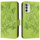 For Motorola Moto G52 4G / G82 5G / G71s 5G Embossed Rose RFID Anti-theft Leather Phone Case(Green) - 2