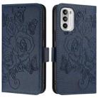For Motorola Moto G52 4G / G82 5G / G71s 5G Embossed Rose RFID Anti-theft Leather Phone Case(Dark Blue) - 2