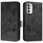 For Motorola Moto G52 4G / G82 5G / G71s 5G Embossed Rose RFID Anti-theft Leather Phone Case(Black) - 2