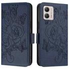 For Motorola Moto G53 5G / G31 4G / G23 4G Embossed Rose RFID Anti-theft Leather Phone Case(Dark Blue) - 2