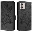 For Motorola Moto G53 5G / G31 4G / G23 4G Embossed Rose RFID Anti-theft Leather Phone Case(Black) - 2