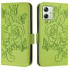 For Motorola Moto G54 5G EU / Brazilian Embossed Rose RFID Anti-theft Leather Phone Case(Green) - 2