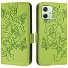 For Motorola Moto G54 5G India Embossed Rose RFID Anti-theft Leather Phone Case(Green) - 2