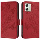 For Motorola Moto G54 5G India Embossed Rose RFID Anti-theft Leather Phone Case(Red) - 2