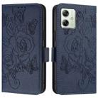 For Motorola Moto G54 5G India Embossed Rose RFID Anti-theft Leather Phone Case(Dark Blue) - 2