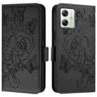 For Motorola Moto G54 5G India Embossed Rose RFID Anti-theft Leather Phone Case(Black) - 2