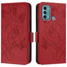 For Motorola Moto G60 / G40 Fusion Embossed Rose RFID Anti-theft Leather Phone Case(Red) - 2