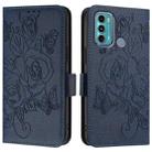 For Motorola Moto G60 / G40 Fusion Embossed Rose RFID Anti-theft Leather Phone Case(Dark Blue) - 2