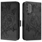 For Motorola Moto G71 Embossed Rose RFID Anti-theft Leather Phone Case(Black) - 2