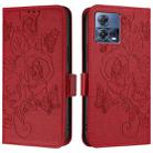 For Motorola Moto G72 Embossed Rose RFID Anti-theft Leather Phone Case(Red) - 2